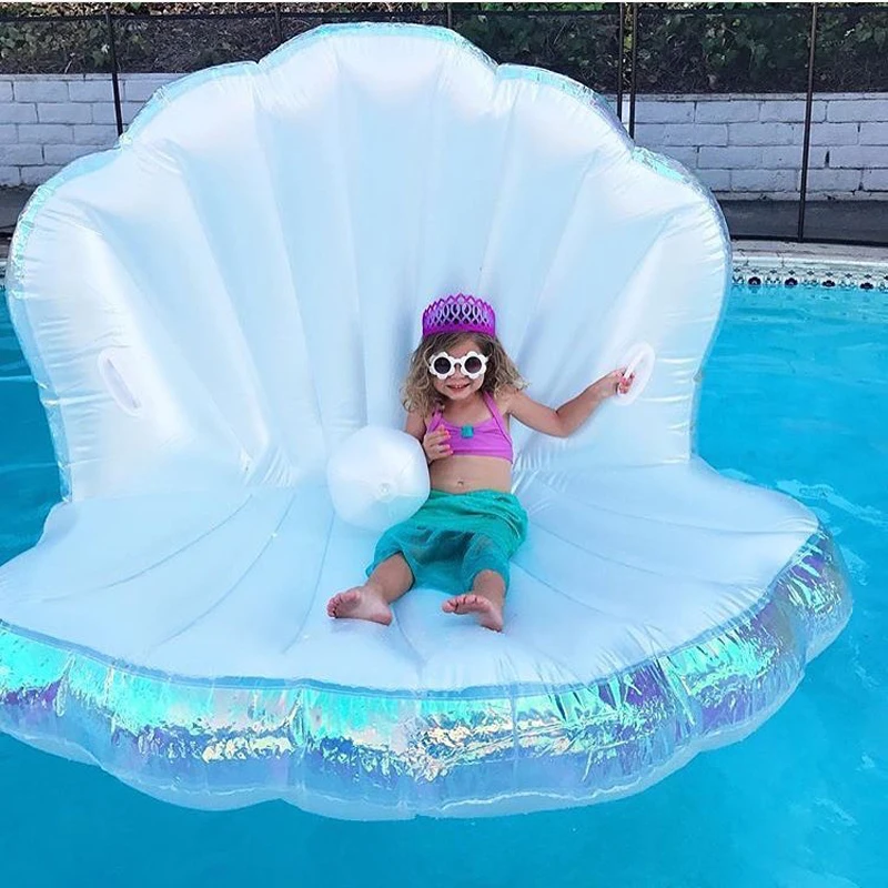 

Newest Giant Pool Float Shell Pearl Scallops Inflatable Funny Aquatic Toy Adult Kids Air Mattress Swim Life Buoy For Swimming