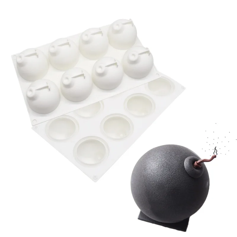 8 Cavity Bomb Shape Cake Mold Land Mine Mousse Dessert Mould Silicone Molds Cake Decorating Tools Pastry Baking Pan M048