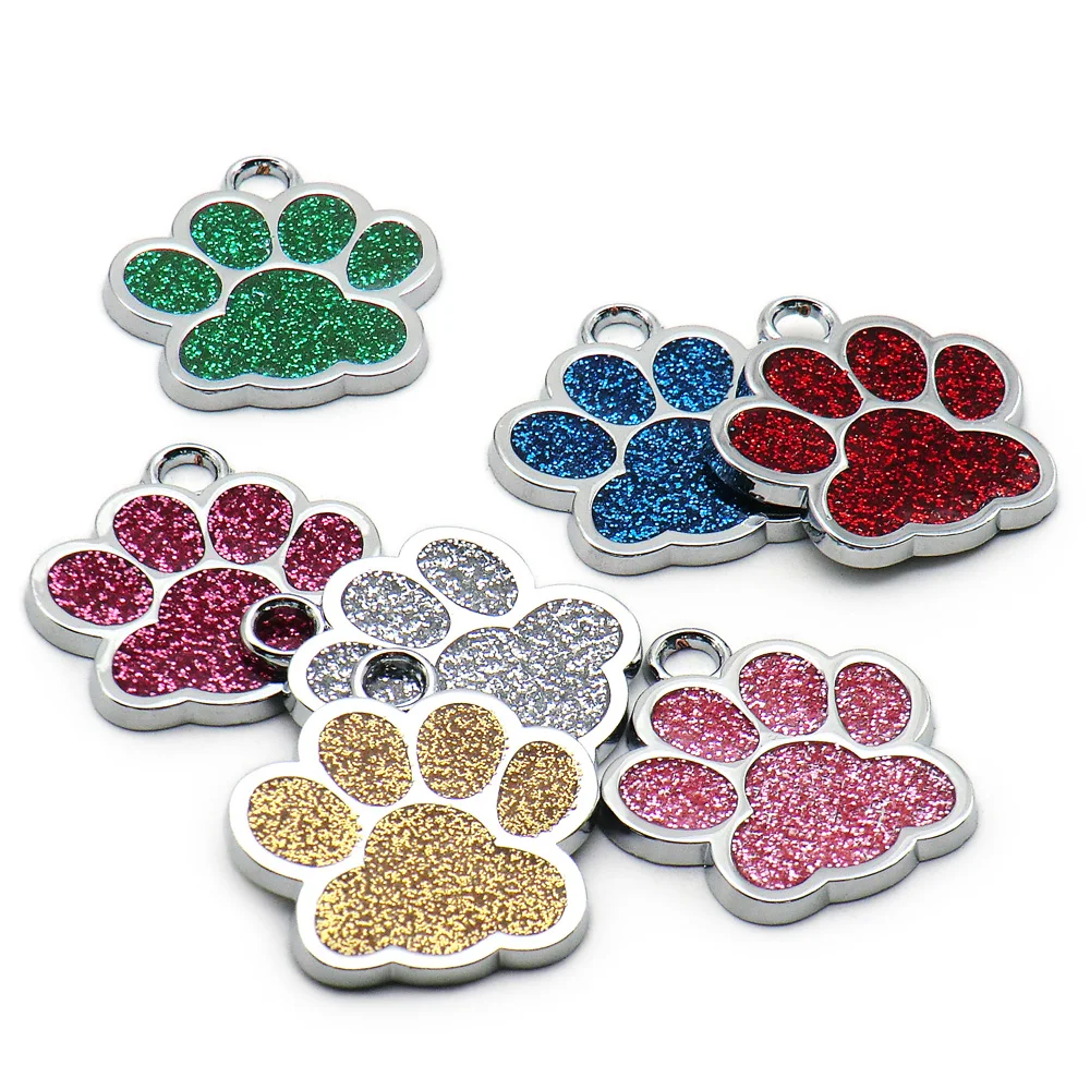 Wholesale 100Pcs Paw Pendant Dog ID Tag Custom Dog Plate Personalized Engraved Puppy ID Collar Tags Paw Pet Accessories For Dogs