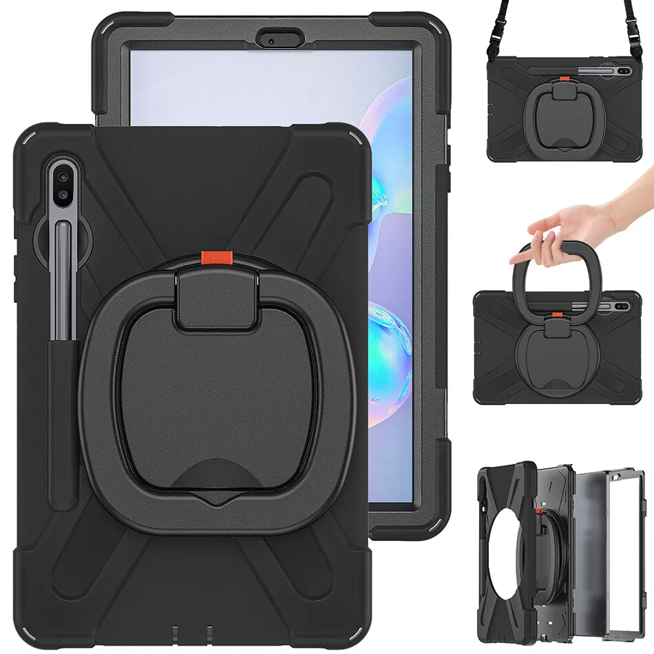 

Heavy Duty Silicon Case for Samsung Galaxy Tab S6 T860 T865 Shockproof Cover Galaxy Tab Active 4 Pro 10.1 T630 T540 T547+Strap