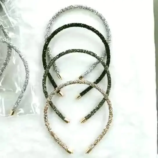 

Wholesale Korean Style Rhinestone Crown Head Hoop Simple Headwear Women Thin Bling bling Crystal Bead Headband