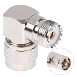 UHF Male PL-259 PL259 Plug to UHF Female SO-239 SO239 Right Angle 90 Degree RF Adapter