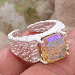 New Arrival Elegant Colorful Crystal Platinum Plated Men`s Finger Open Wedding Rings For Man Bridal Jewelry Sets Gifts