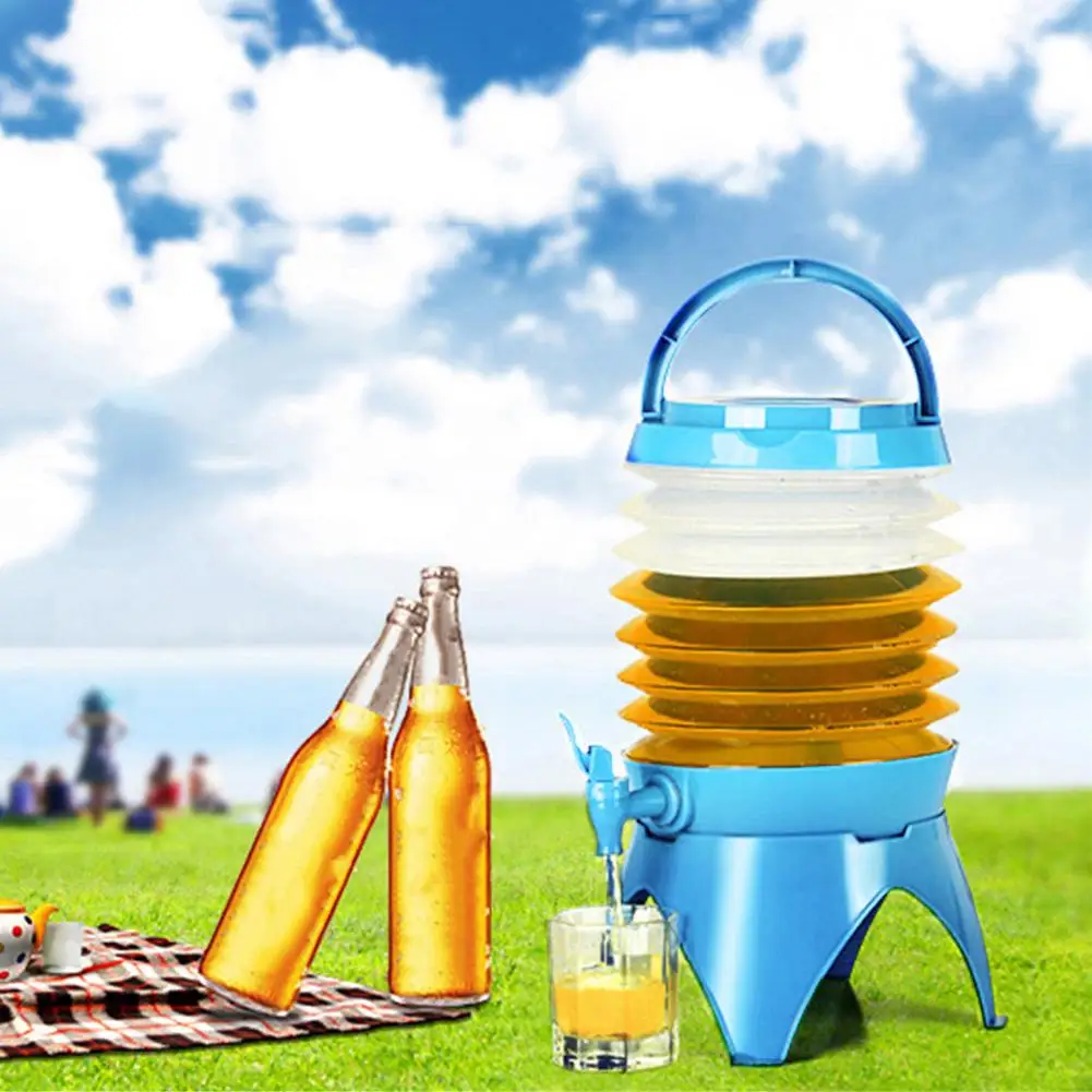 Outdoor Camping Foldable Bucket Collapsible Water Bag Container Folding Bucket With Spigot Portable Water Bag Beverage Dispenser