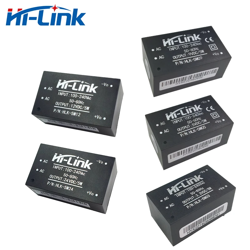 Free shipping AC-DC pcb power supply/step-down transformer Hi-Link 5M03 5M05 5M09 5M12 5M24 5W 3.3V/5V/9V/12V/24V output 5Pcs