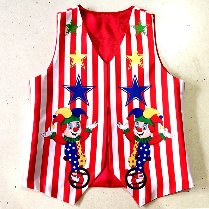 Men Festival Clown Vest Circus Joker Cosplay Carnival Tops Halloween Costumes Party Clothing