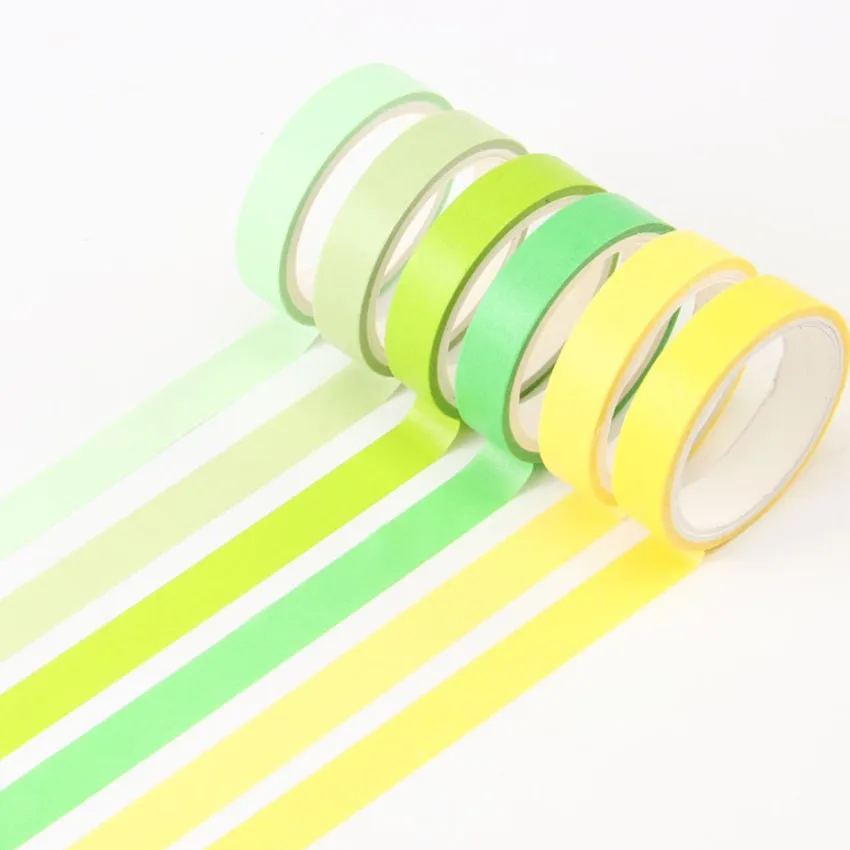 6Pcs/pk Basic Solid Color Paper Washi Tape Adhesive Tape DIY Scrapbooking Sticker Label Masking Tape Stationery Office Supplies