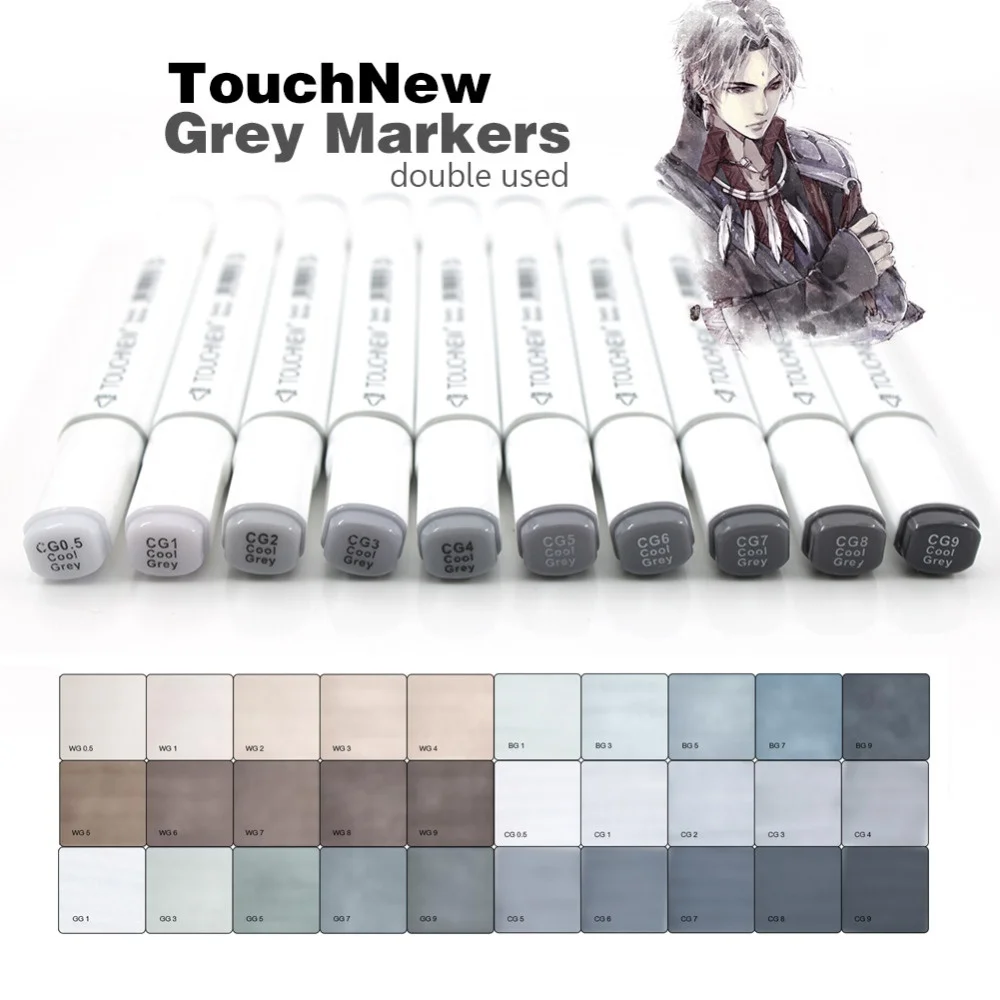 Marker Pen 12/30 Colors Grey Colors Art Markers Double-Tip Sketch Markers Alcohol Based Ink Tones Art Supplies