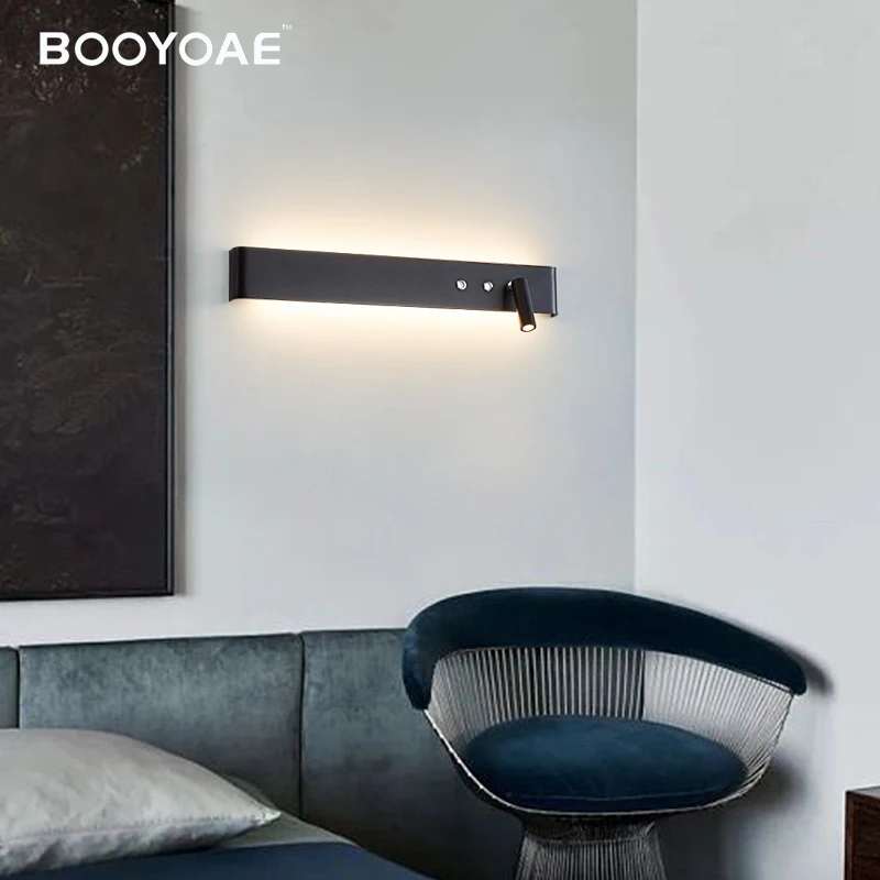 Lámpara de pared moderna con interruptor para habitación, dormitorio, mesita de noche, iluminación de Hotel, candelabro interior, luz giratoria