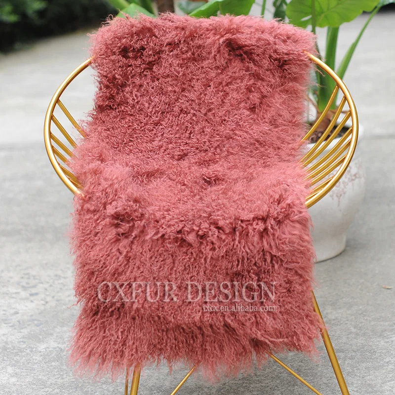 

CX-D-24Y Great Quality Mongolian Lamb Fur Throw Blankets Real Fur Carpet