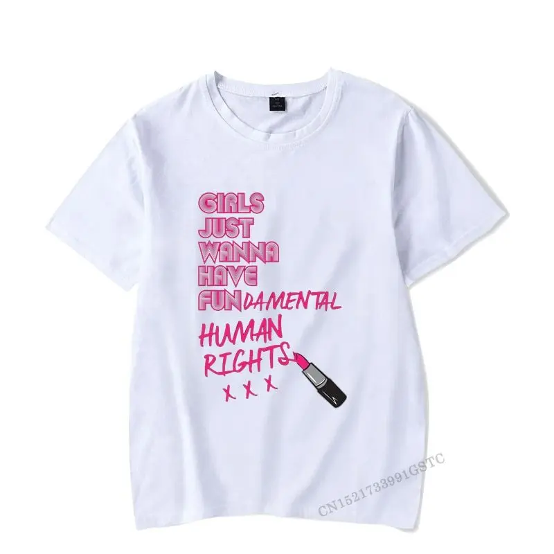 Girl Casual Graphic Tees Girls Just Wanna Have Fundamental Human Rights T Shirt Girl Tops Feminist Feminism Top T Shirt