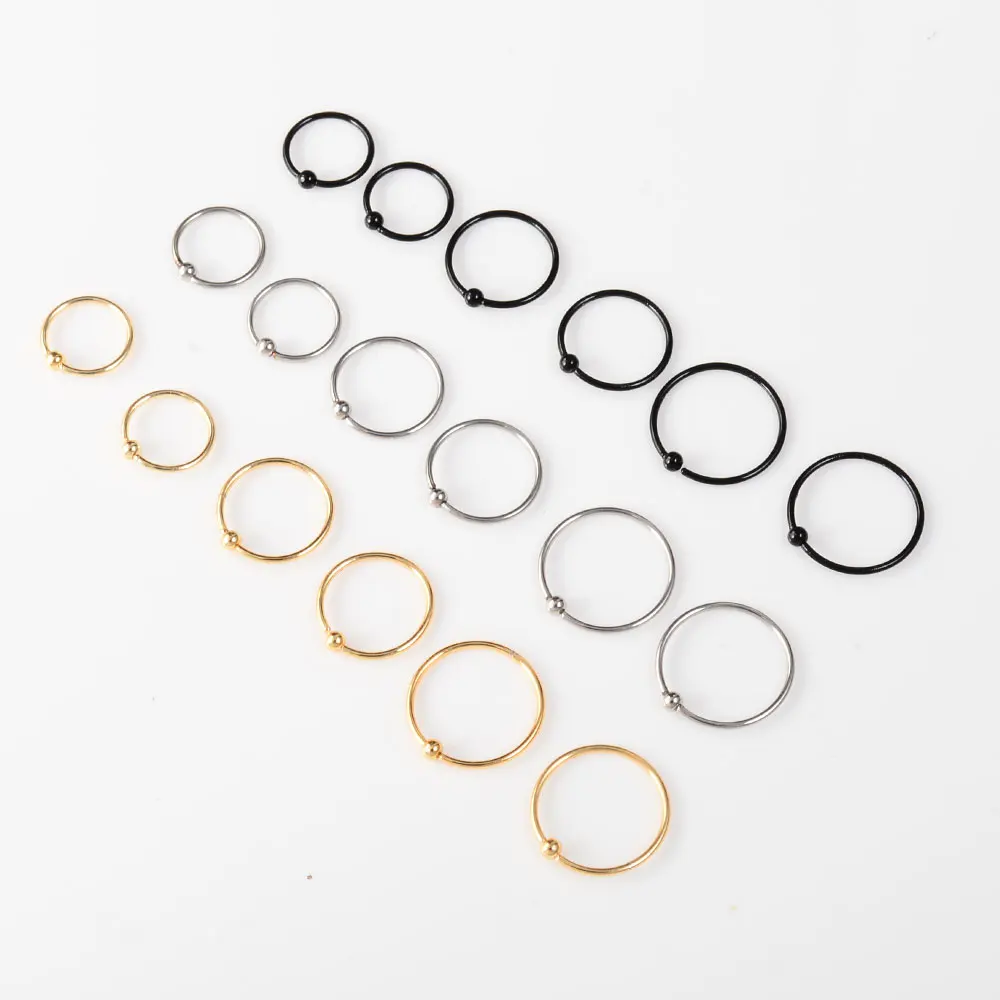 6 pcs/set Small Stainless Steel Hoop Earrings for Women Rings Ball Black Cartilage Circle Hoops tragus piercing Helix Eearring