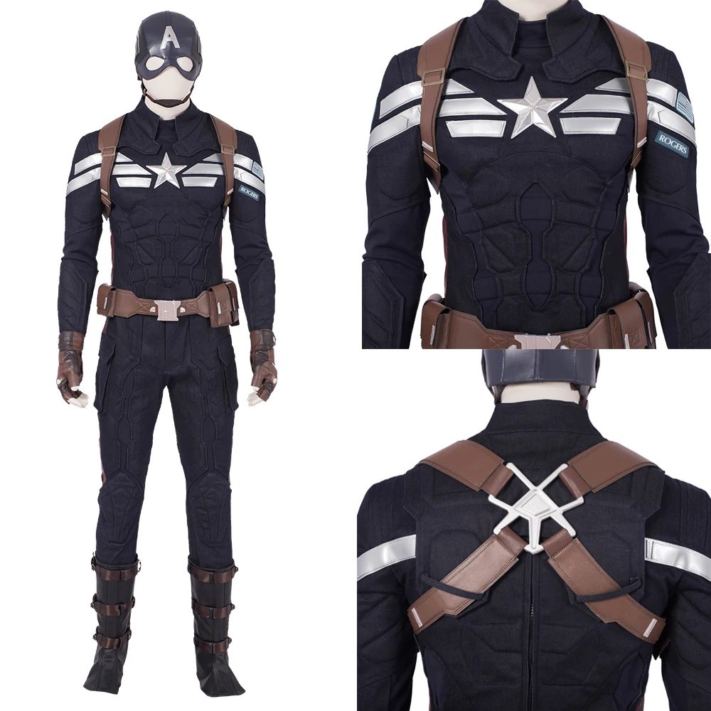 End Game Cosplay Superhero Costume Captain Steve Rogers Role-playing Clothing Halloween Carnival Outfit With Shoe Covers