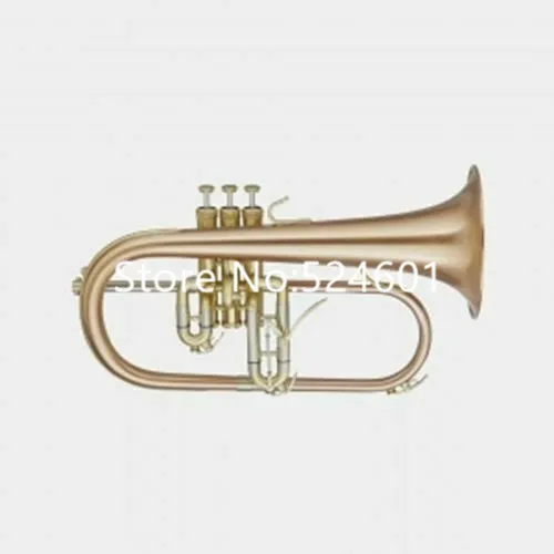 

High Quality Bb Flugelhorn Rose Brass Bell Lacquer metal Musical instrument Professional With gloves Case Free Shipping