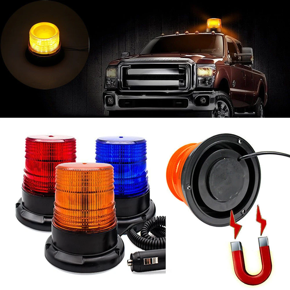 Car Strobe Light Magnet Emergency Rotating Traffice Indication Flash Beacon Light Amber Red Blue Police Flashing Warning Lamp