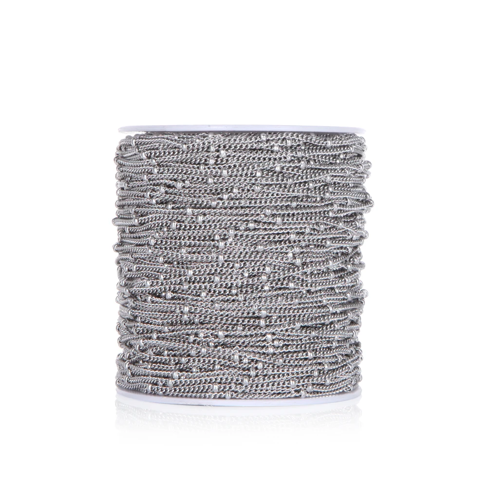 2 Meter breite 1,5mm/2mm Edelstahl-Perlenkette für DIY-Schmuckherstellung von Anhängern, Halsketten, Armbändern und Fußschmuck – Detail 3