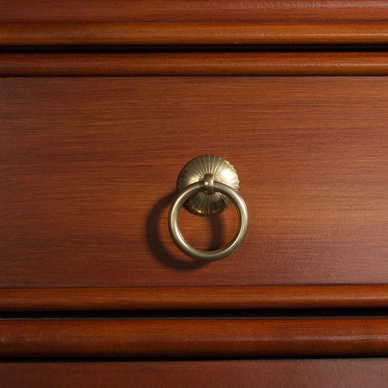 Solid Brass Ring Hanlde Decorative Knobs Vintage Antique Furniture Pull for Cabinet Closet Wardrobe Cupboard Drawer Wooden Doors