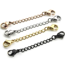 10p Stainless Steel Black Gold Extension Extended Tail Chains Lobster Clasps Connector for Necklace Bracelet DIY Jewelry Making