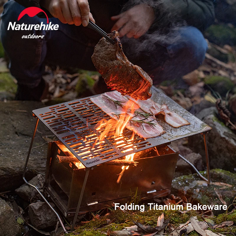 Naturehike Folding Titanium BBQ Plate Ultralight Outdoor Portable Titanium Grill Table Multifunction Picnic Equipment Tool