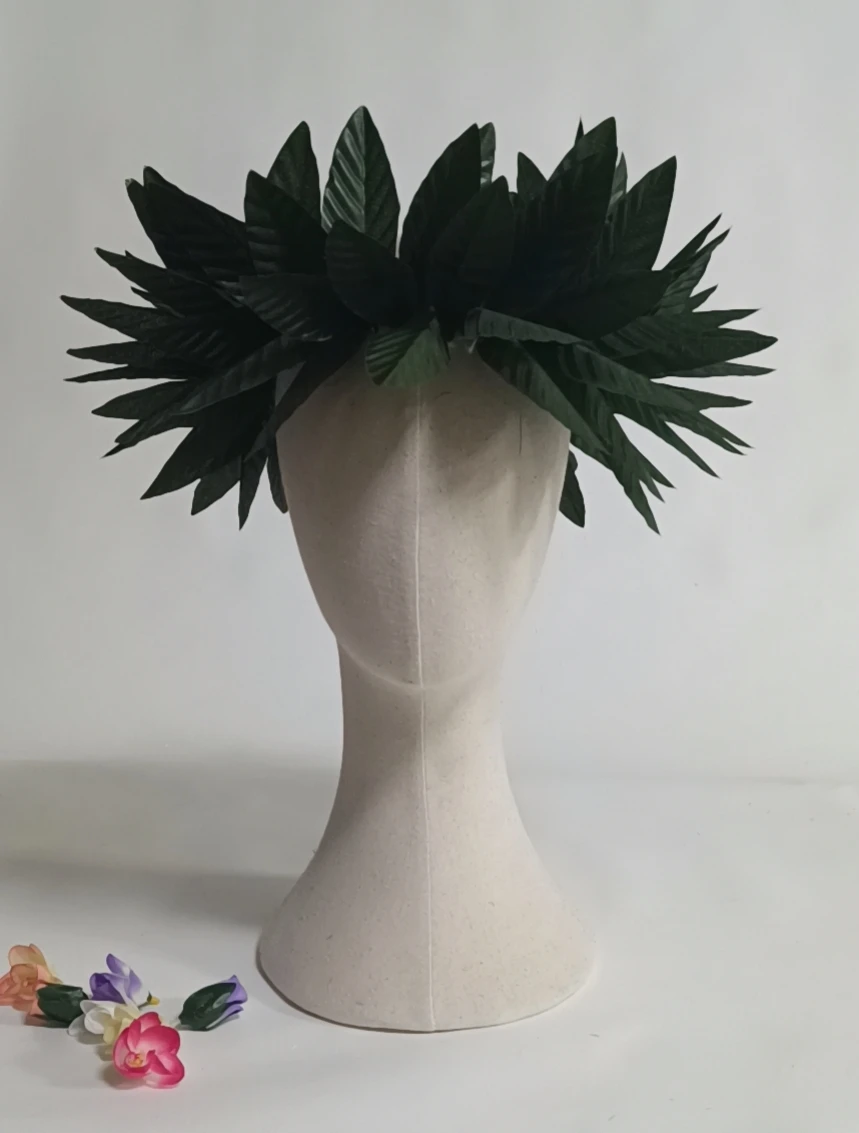 Free Shipping HE00010 50pcs/lot 3Colors Artificial Silk Maile Leaves Headband Women Headwear Accessories Hula Girl Hawaiian Wear