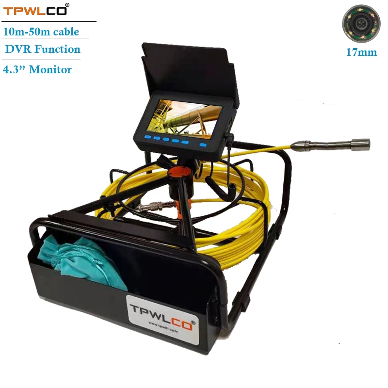 

4.3inch Industrial Drain Sewer Endoscope Inspection System With DVR/8500mAh Battery 10-50m Cable 17mm Pipeline Video Camera