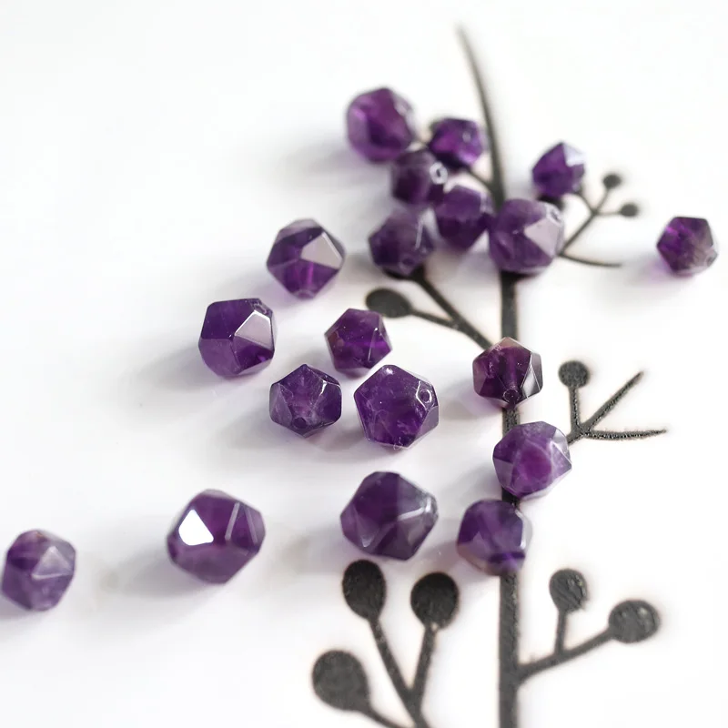 10 pcs/lot natural purple stone amethyst faceted loose beads jewelry making DIY for women