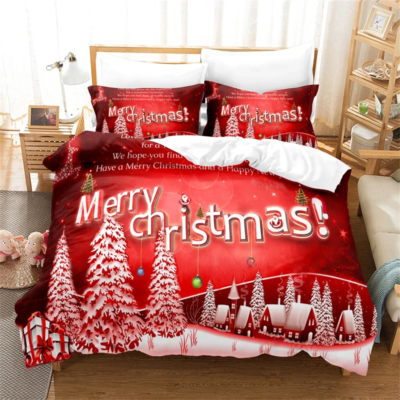 

Комплект постельного белья для спальни Red Merry Christmas, мягкое покрывало, модный и удобный пододеяльник, пододеяльник и наволочка