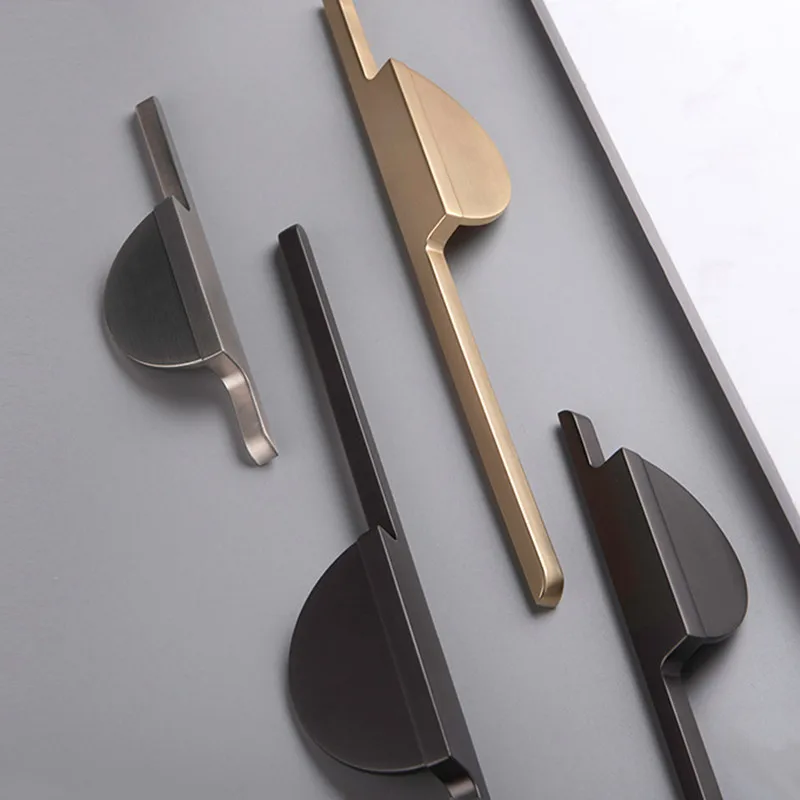 New Golden Wardrobe Furniture Handle Modern Simple Pearl Gray Cabinet Door Long Handle Drawer Mobile Door Decoration