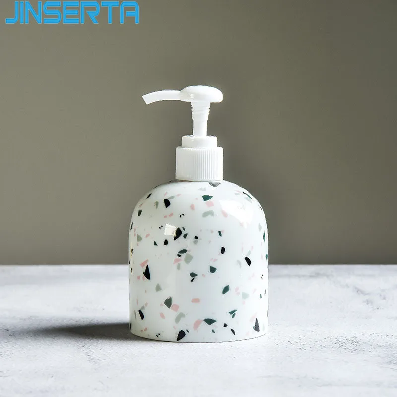 JINSERTA Ceramic Soap Dispenser Press Sub-Bottle Terrazzo Kitchen Hotel Bathroom Hand Sanitizer Shampoo Body Wash Lotion Bottle