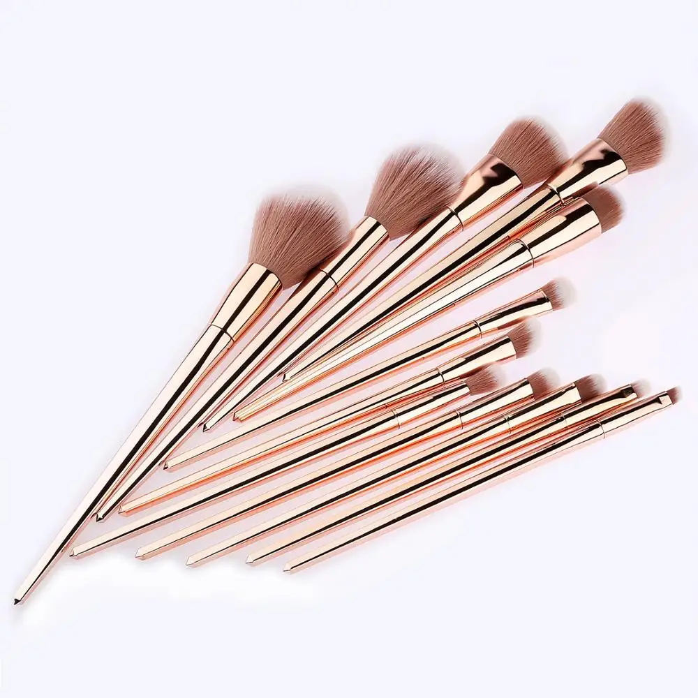 SAIANTTH 7pcs 12pcs gold metal makeup brushes set professional cosmetic tool goat hair long foundation blush eyeshadow eyebrow