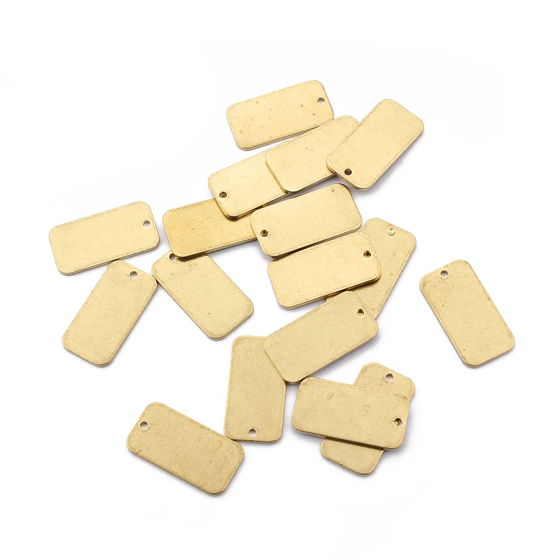 10pcs Raw Brass Rectangle Charms for DIY Jewellery Making
