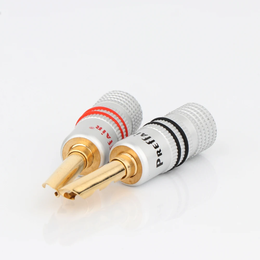 Preffair 8 Stück vergoldete Bananen-Lautsprecher-Stecker mit Schraube für Lautsprecherkabel, Wandplatte, Heimkino, Audio