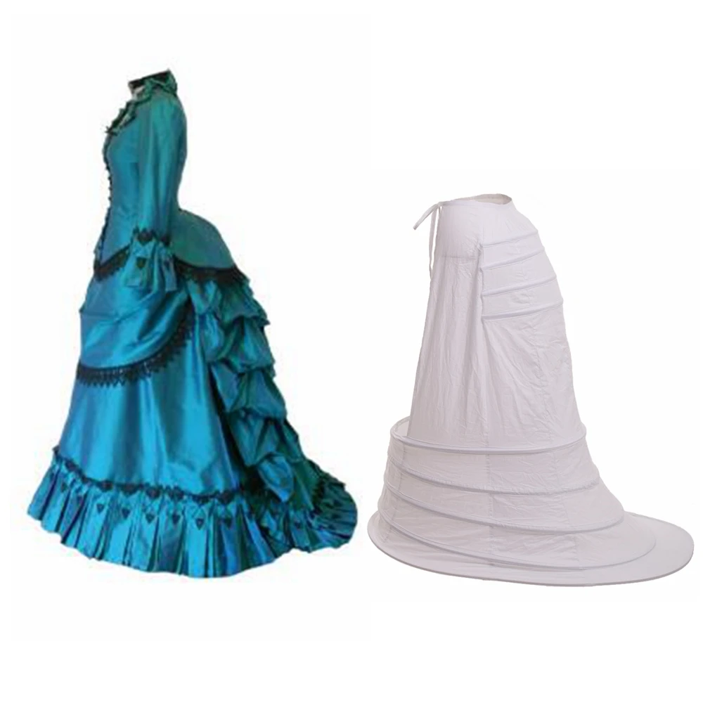 Crinoline Underskirt com gaiola Hoop, Anágua Bustle, Vestido vitoriano, Deslizamento deslizamento