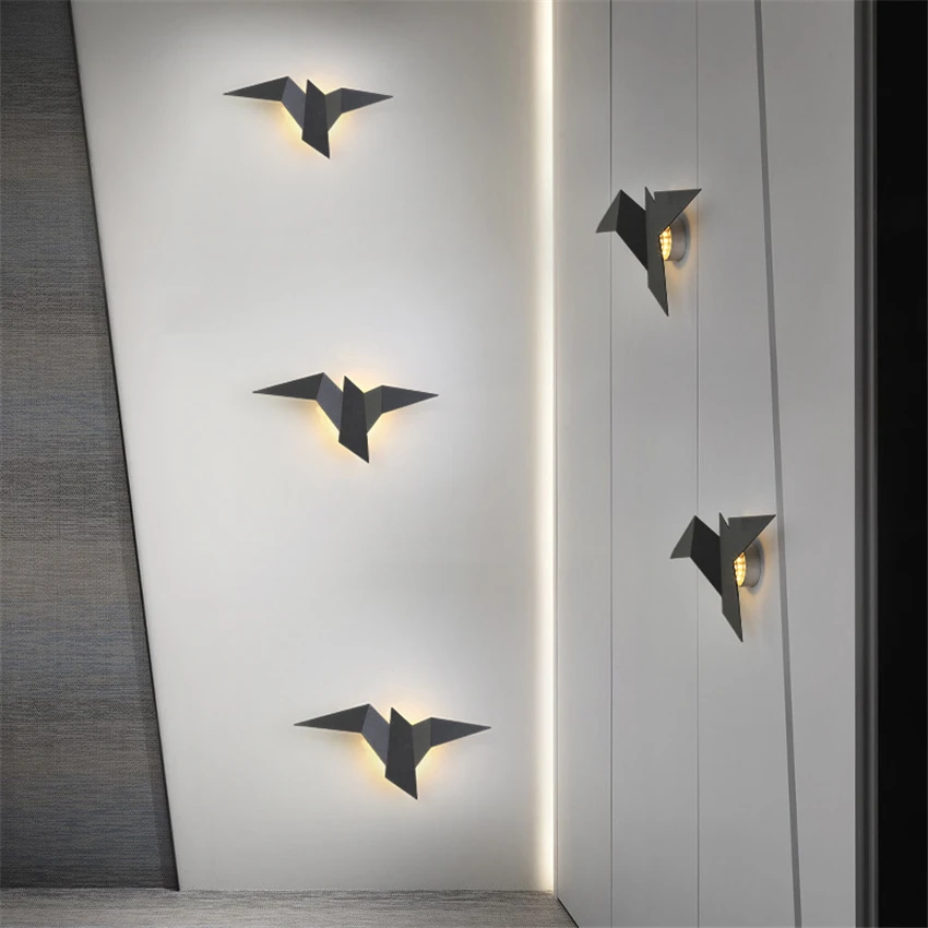 

Nordic Flying Bird Wall Lamps Modern Front Desk Background Wall Bird Lamp Modeling Living Room Bedroom Aisle Bedside Wall Lights