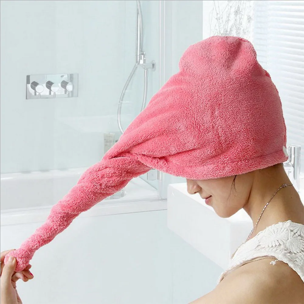 

Coral Cashmere Dry Hair Cap Fast Water Absorption Hat Shower Cap