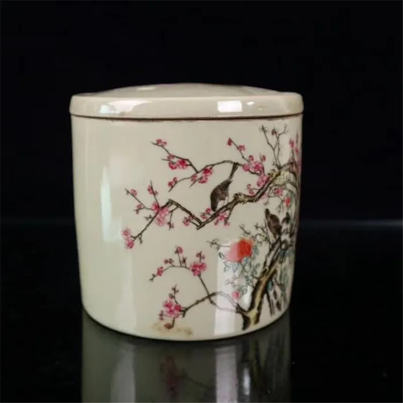 Jingdezhen Porcelain Pastel Flowers And Birds Pattern Cricket Jar Storage Jar Decoration Ornament Porcelain Jar Home Decoration