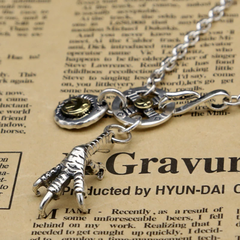 S925 Sterling Silver Jewelry Takahashi Goro Thai Silver Feather Eagle Claw Simple Sweater Necklace - view 3