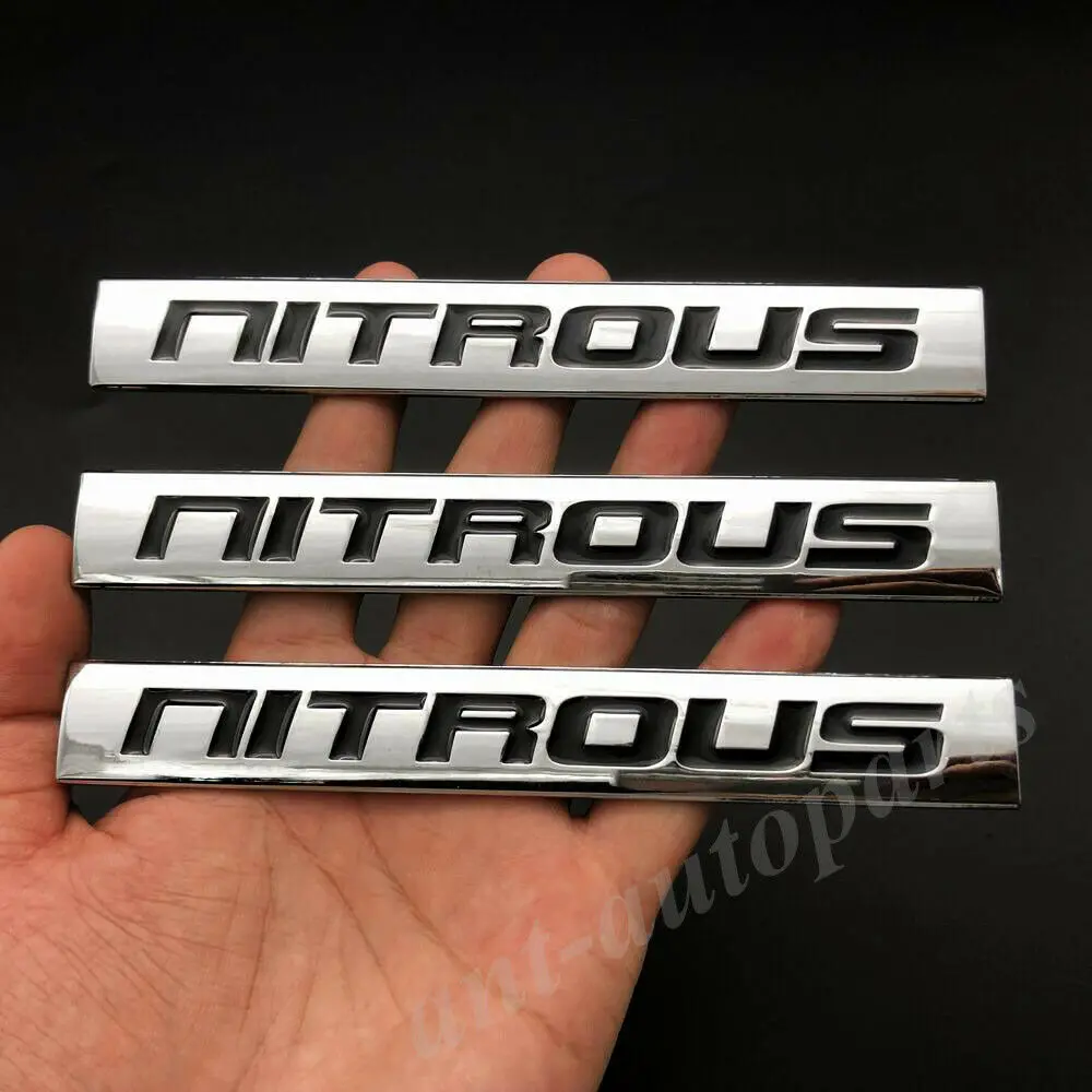 3pcs Metal Chrome Nitrous Car Trunk Rear Emblem Badge Decals Sticker NOS Engine