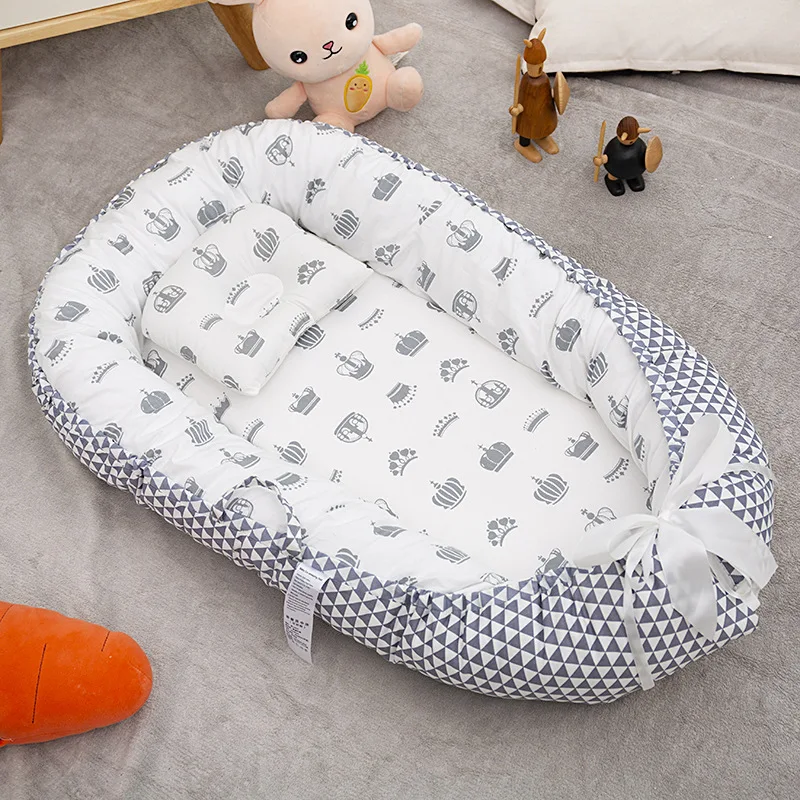 Foldable, Removable and washable portable pressure-proof crib, Middle bed, Bionic fully removable baby pillow crib Uterine bed