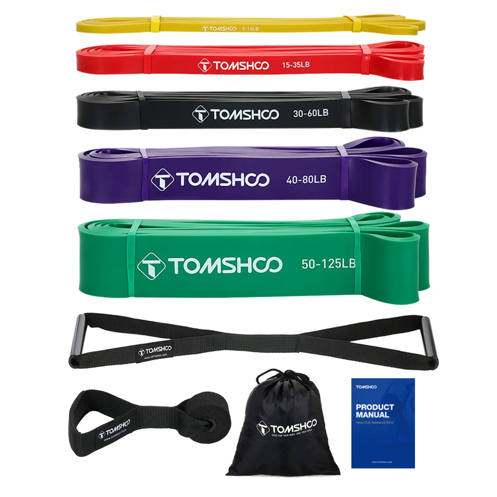 TOMSHOO 17Pcs Resistance Bands Set Workout Fintess Exercise Rehab Bands Loop Tube Bands Door Anchor Ankle Straps with Carry Bags