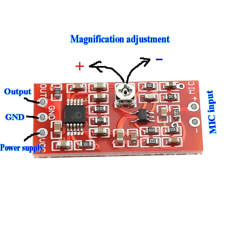 MAX4466 Electret Microphone Preamplifier Module with SSM2167 Voice Compression Amp