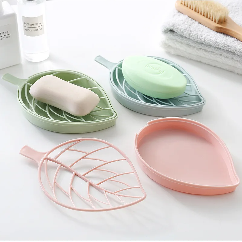 Leaf Shaped Soap Dish Holder Suction Cup Soap Dish for Bathroom Shower Soap Box Sponge Soap Holder Storage Tray Soap Container