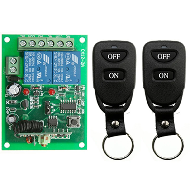 433MHz Wireless Remote Control Light Switch 10A Relay Output Radio DC12V 24V 2CH 2 CH Receiver Module + Belt buckle Transmitter