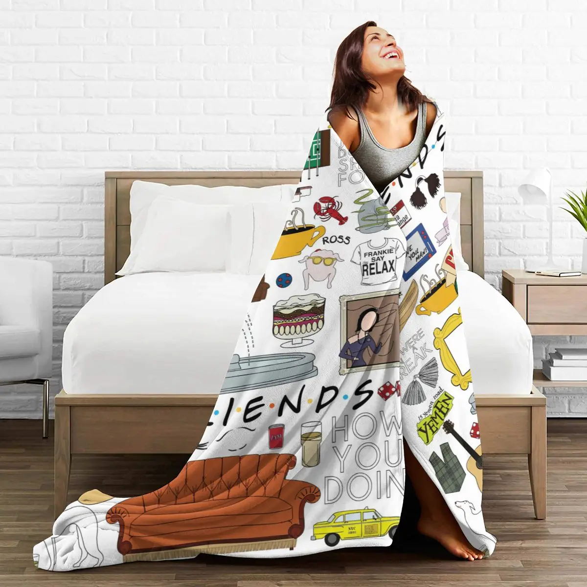 Friends Kee American TV series printed blanket bed and sofa blanket children's adult over-the-knee wrap blanket