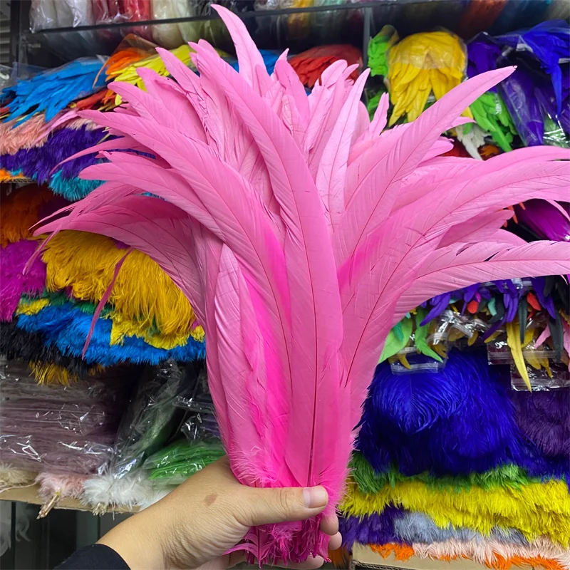 100pcs/lot Hot Sale Rooster Tail Pink 16-18inches/40-45cm Accessories Carnival Dancers Christmas Decoration