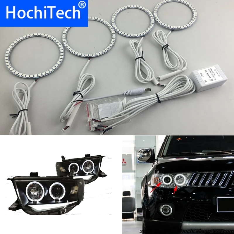 

for Mitsubishi Challenger Montero Sport 2008 - 2016 RGB LED headlight rings halo angel demon eyes with remote controller