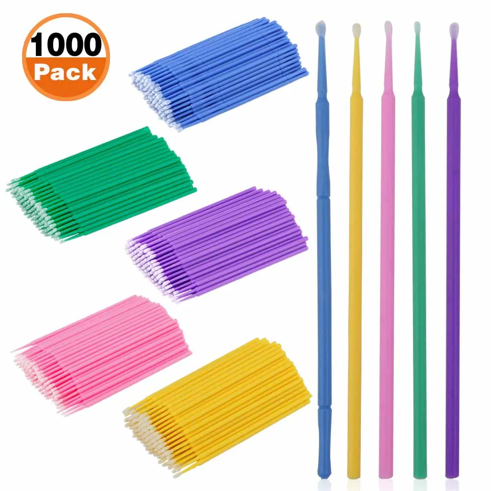 Microbrochas de maquillaje para pestañas, herramientas de extensiones de pestañas desechables, hisopo de limpieza cosmético Individual, 500/1000 Uds.