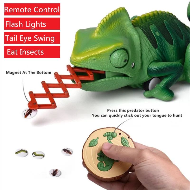 Jouet de jeu électronique intelligent pour parent et enfant, télécommande 2.4G, caméléon, lézard, animal de compagnie, haute simulation, balançoire à queue, manger, insecte, cadeau