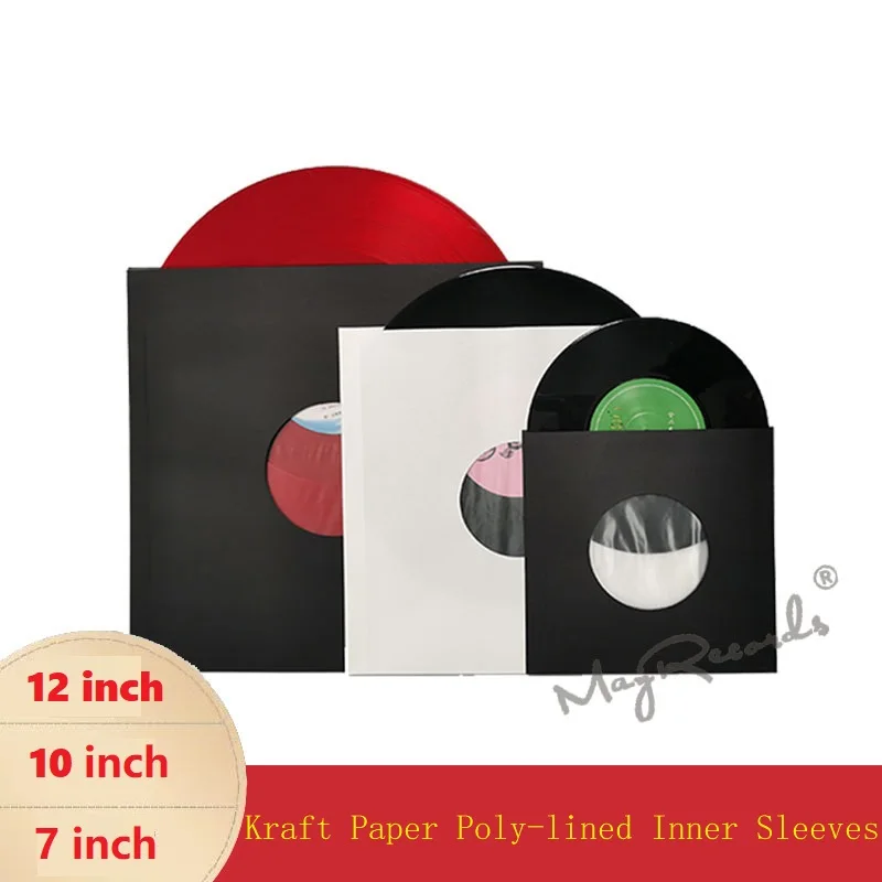 20PCS 12inch 10inch 7inch  High Quality Heavyweight Anti-static Kraft Paper Poly-lined Inner Sleeves For LP Record Vinyl