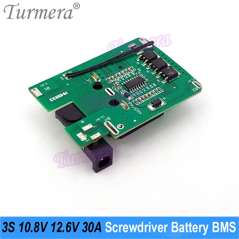 Turmera 3S 10.8V 12.6V 20A 30A 40A 100A BMS 18650 Lithium Battery Protect Board for 12V Electric Drill Screwdriver Battery Use